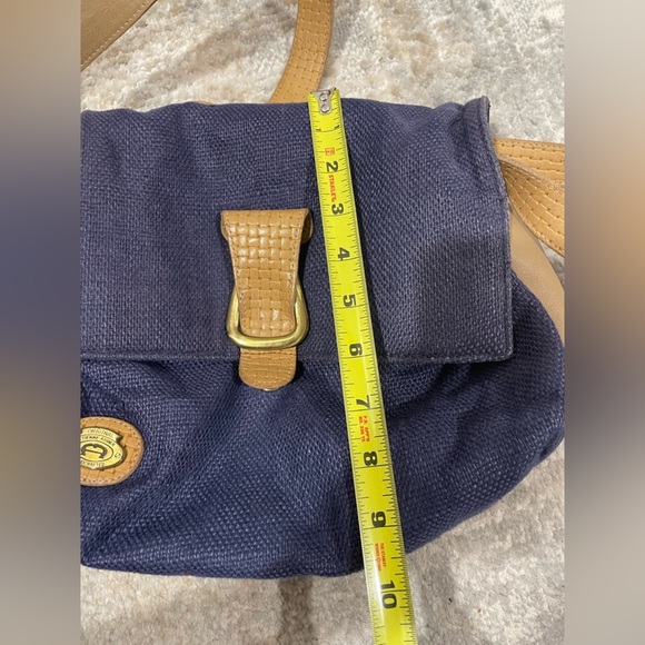 Etienne Aigner Crossbody Pouch Purse Handbag Bag Woven Detail Blue & Tan - Picture 12 of 16